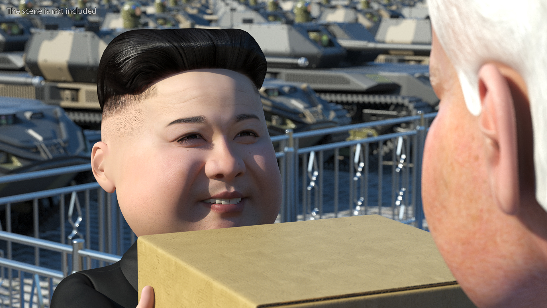 Cartoon Kim Jong Un Joe Biden 3D model