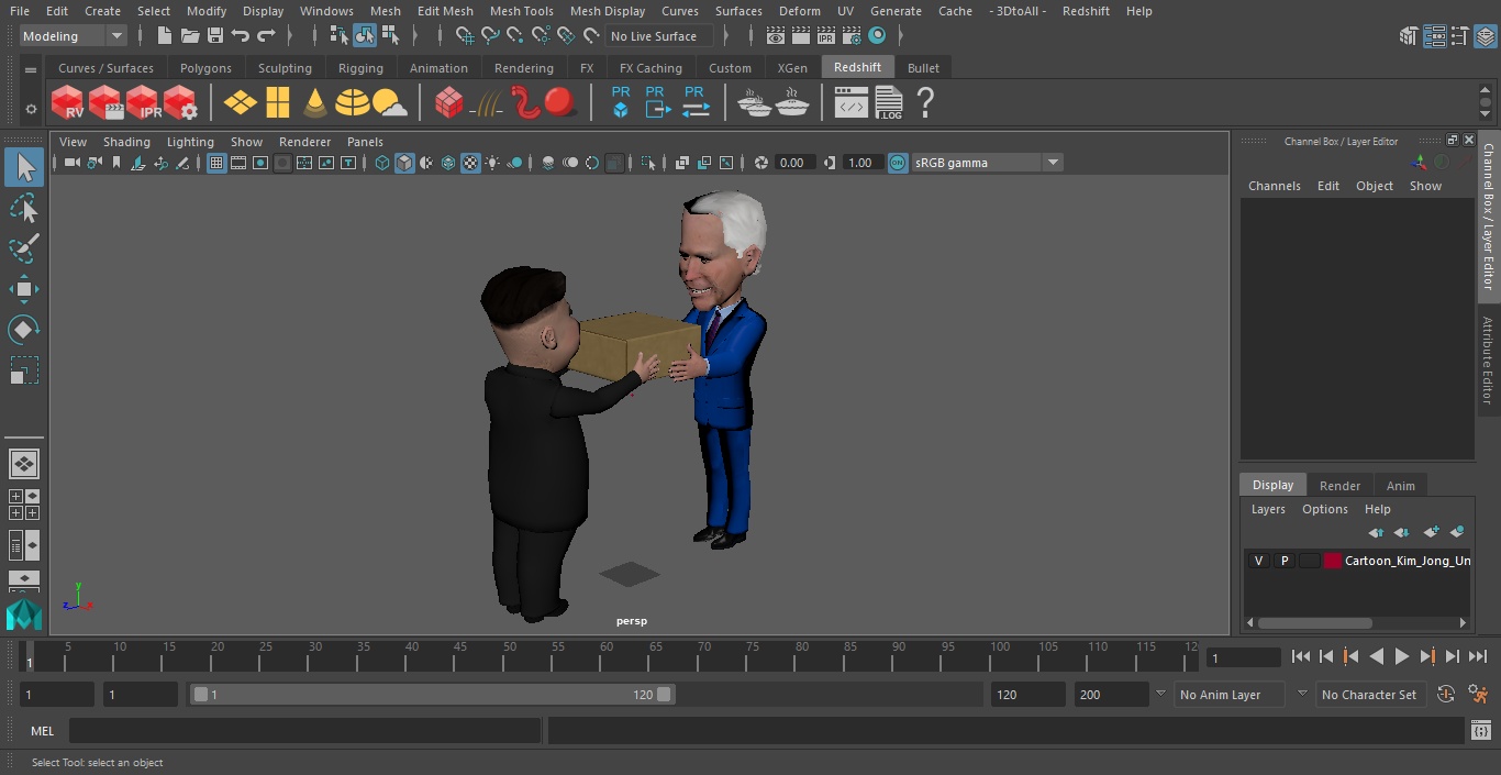 Cartoon Kim Jong Un Joe Biden 3D model