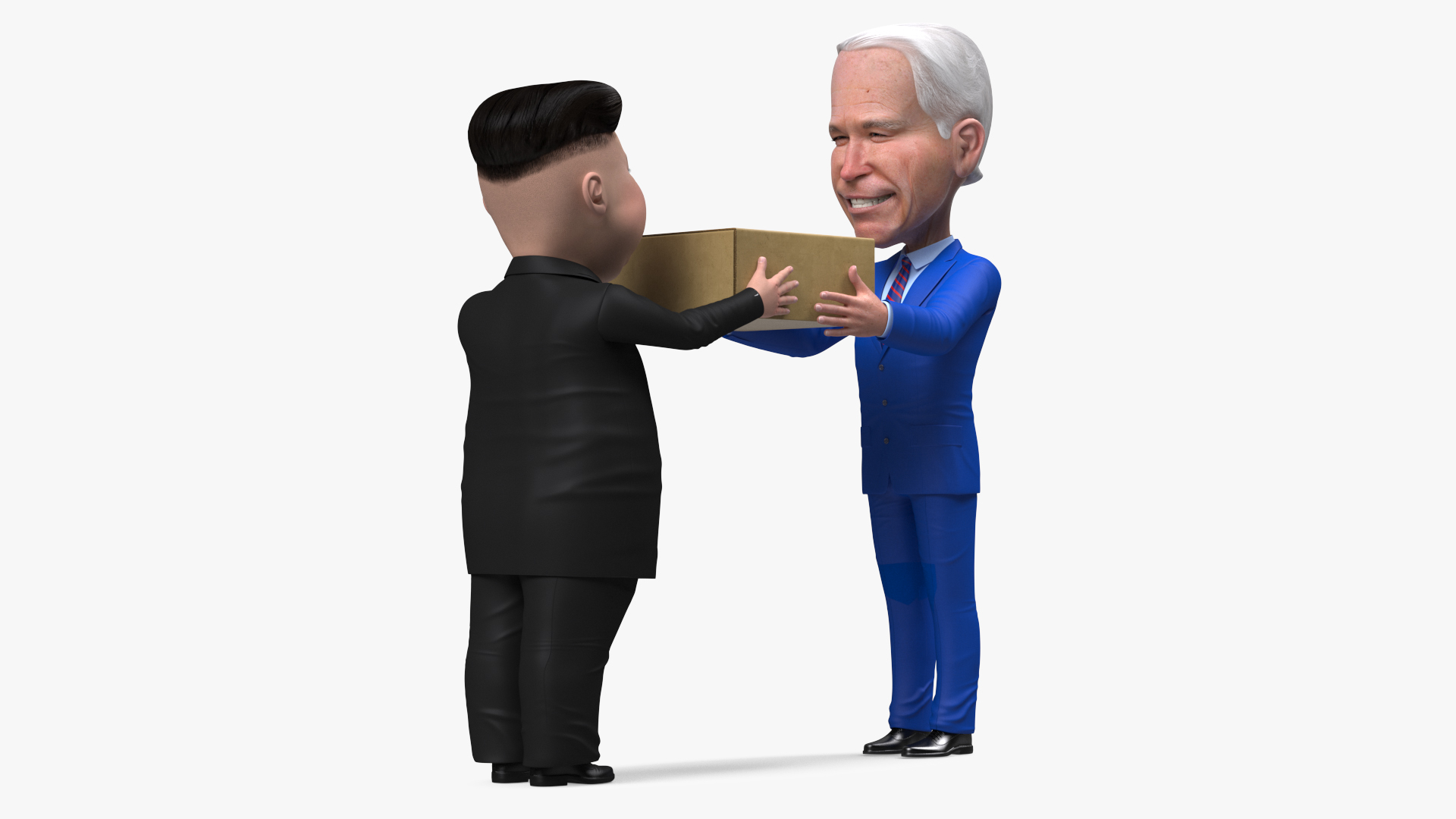 Cartoon Kim Jong Un Joe Biden 3D model