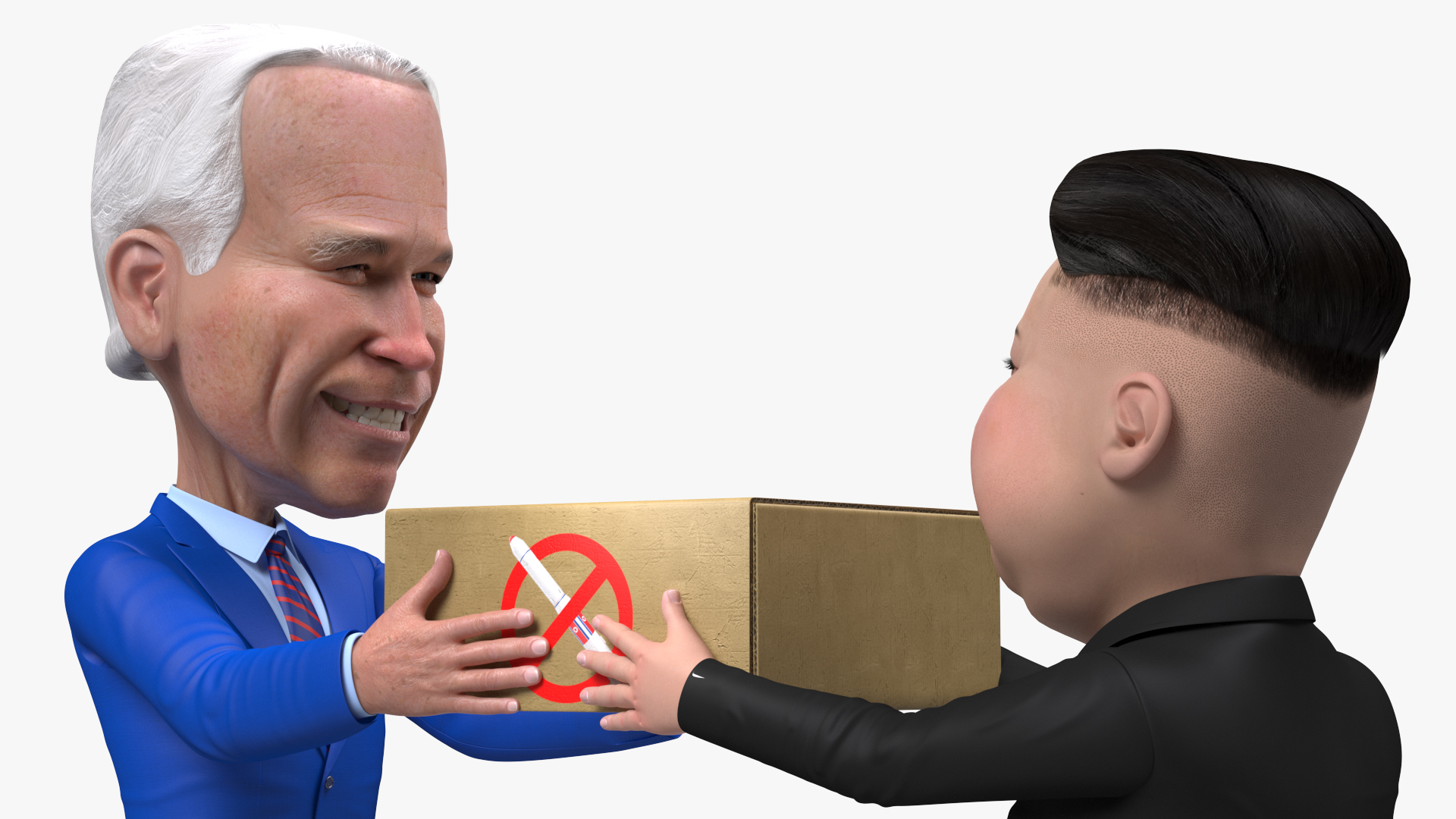 Cartoon Kim Jong Un Joe Biden 3D model