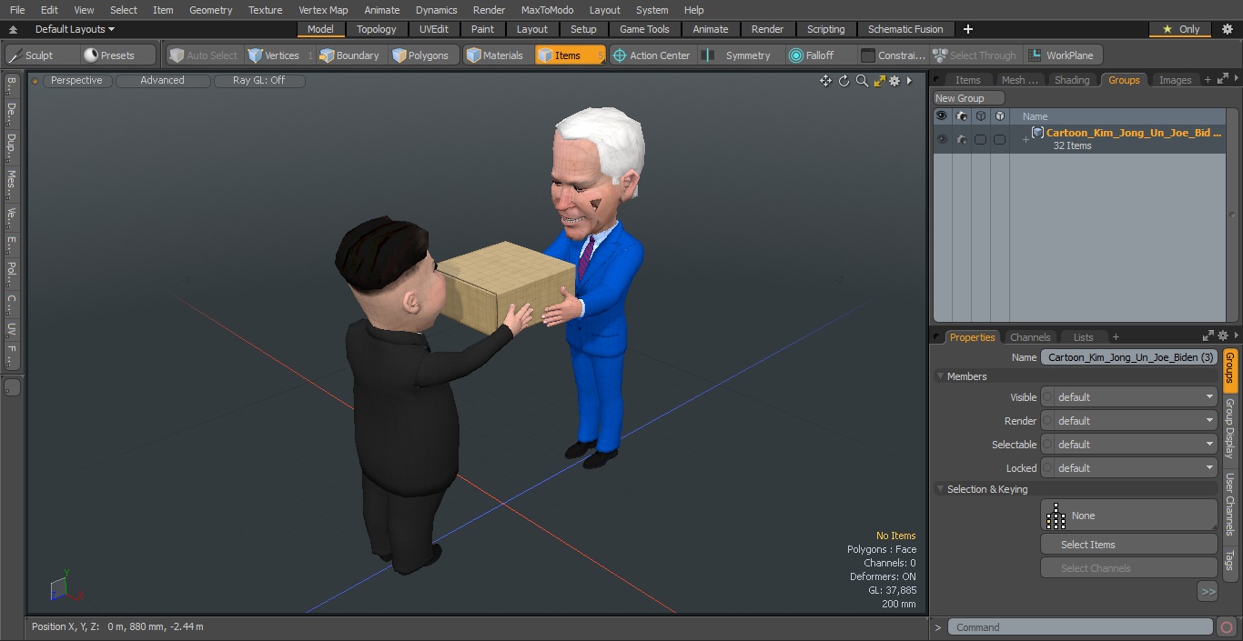 Cartoon Kim Jong Un Joe Biden 3D model