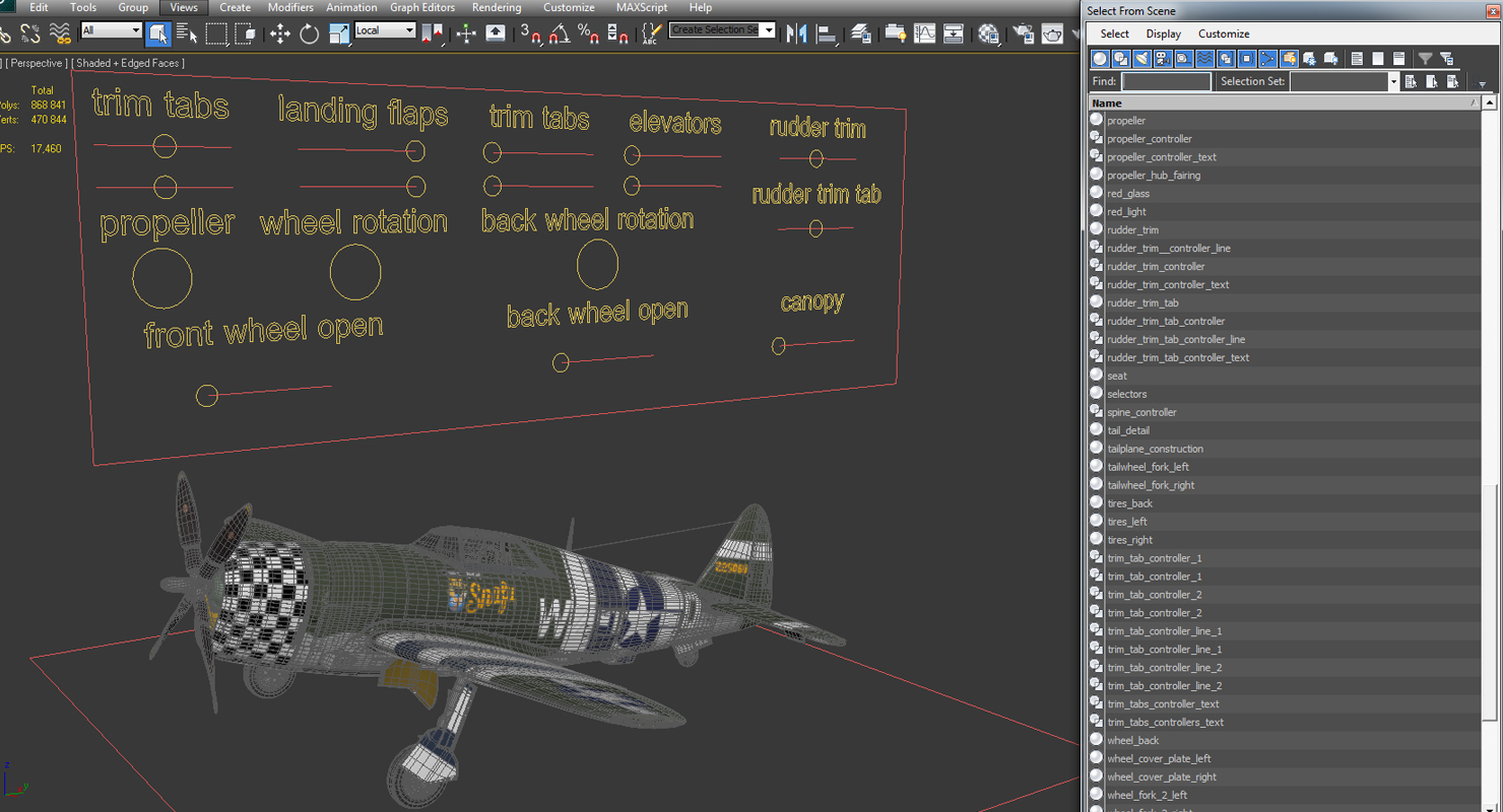 Fighter Aircraft Republic P 47 Thunderbolt US WWII Rigged 3D