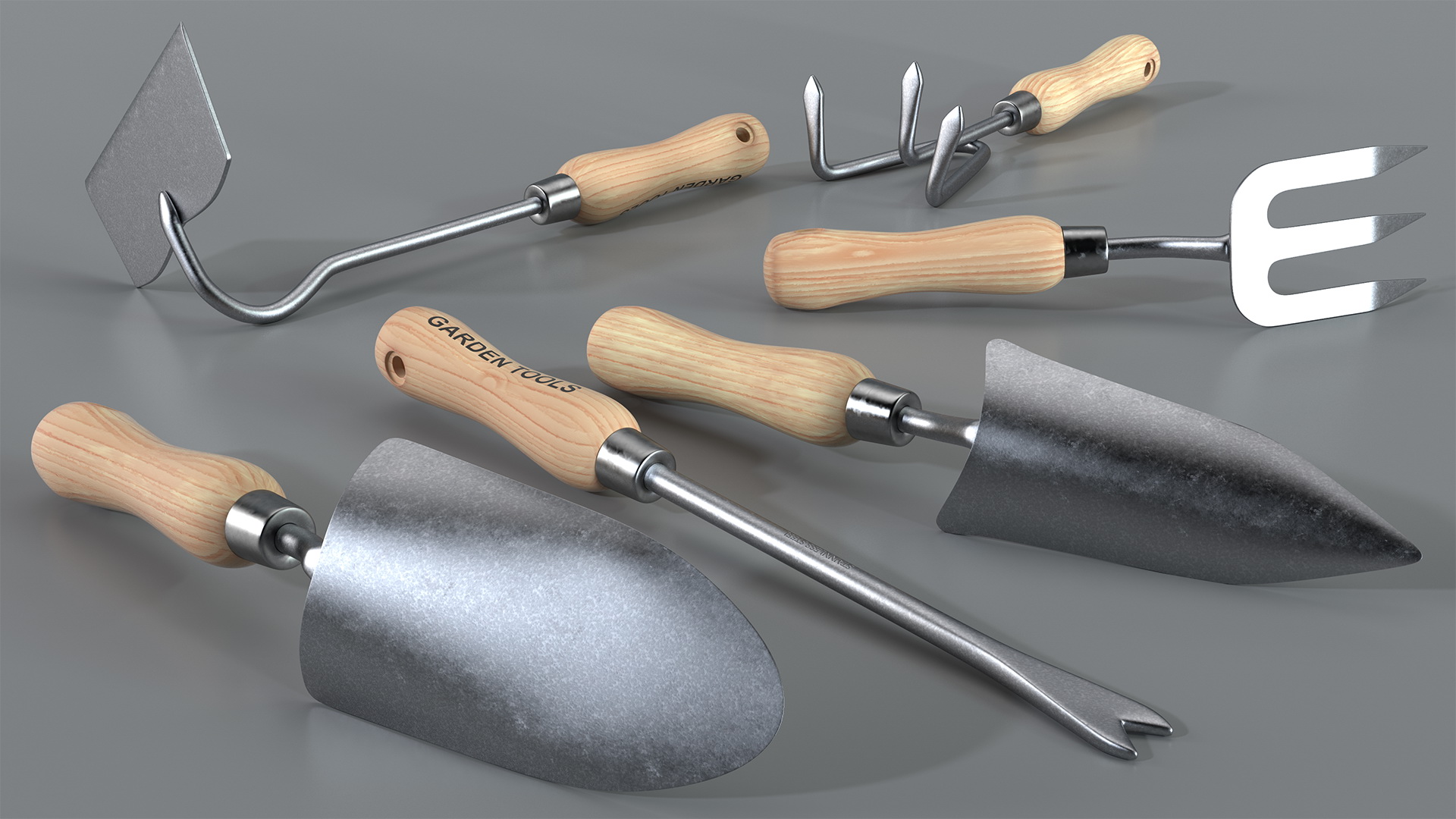 3D Garden Hand Tools Set