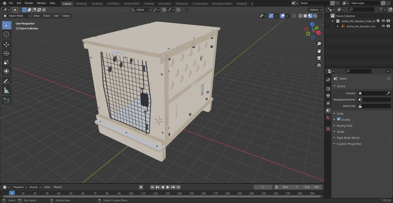 Airline Pet Wooden Crate 3D model