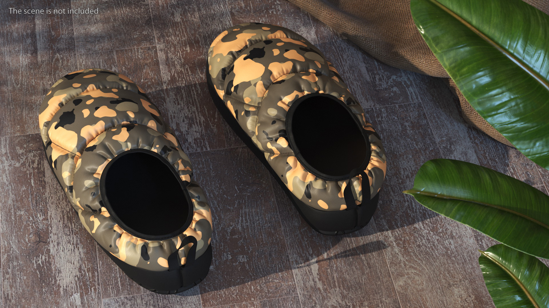 Khaki Down Slippers 3D model