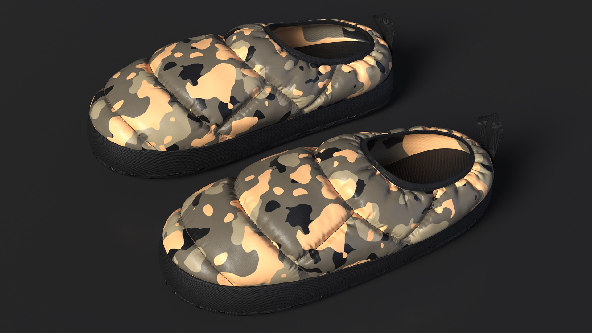 Khaki Down Slippers 3D model