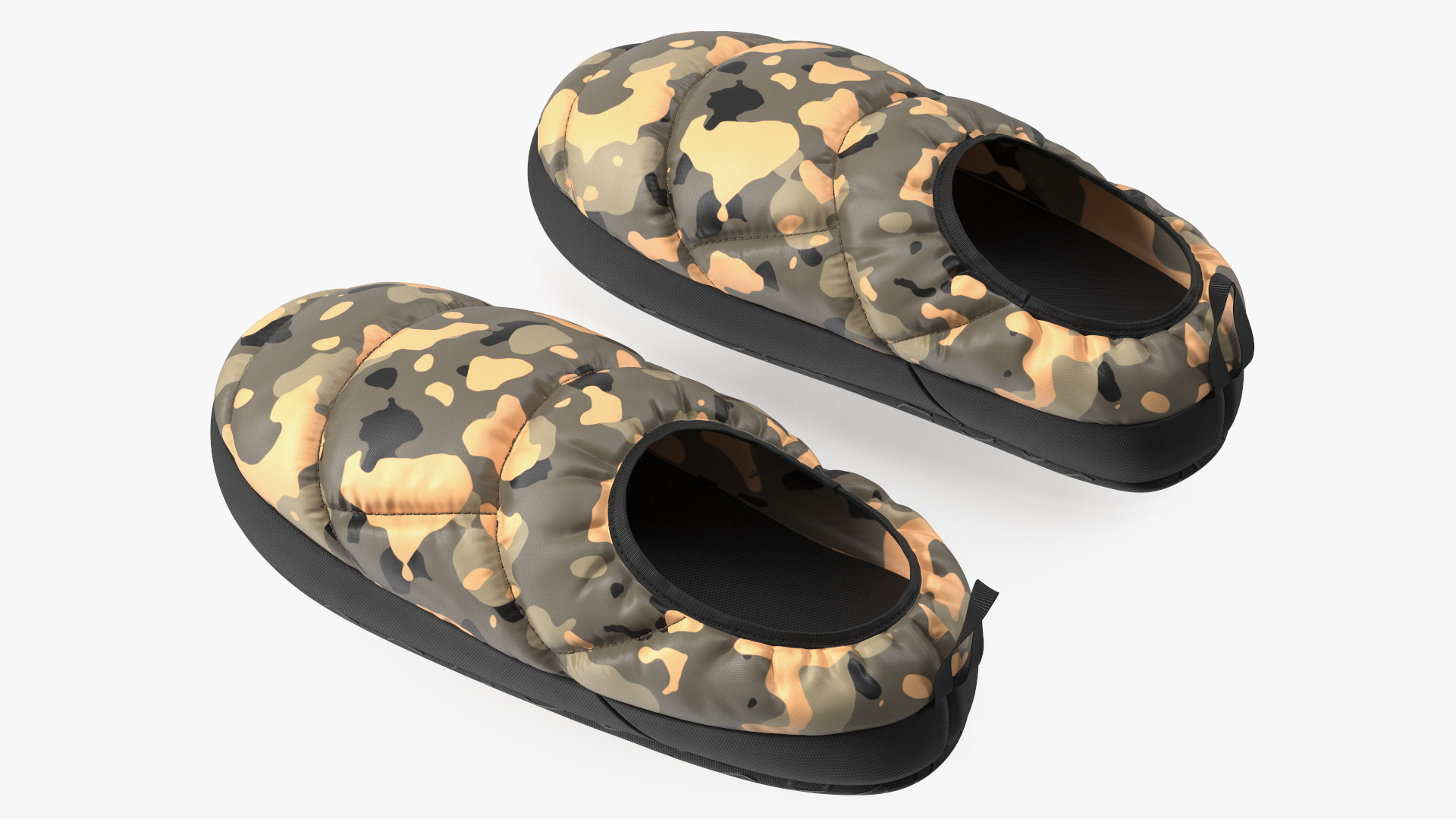 Khaki Down Slippers 3D model