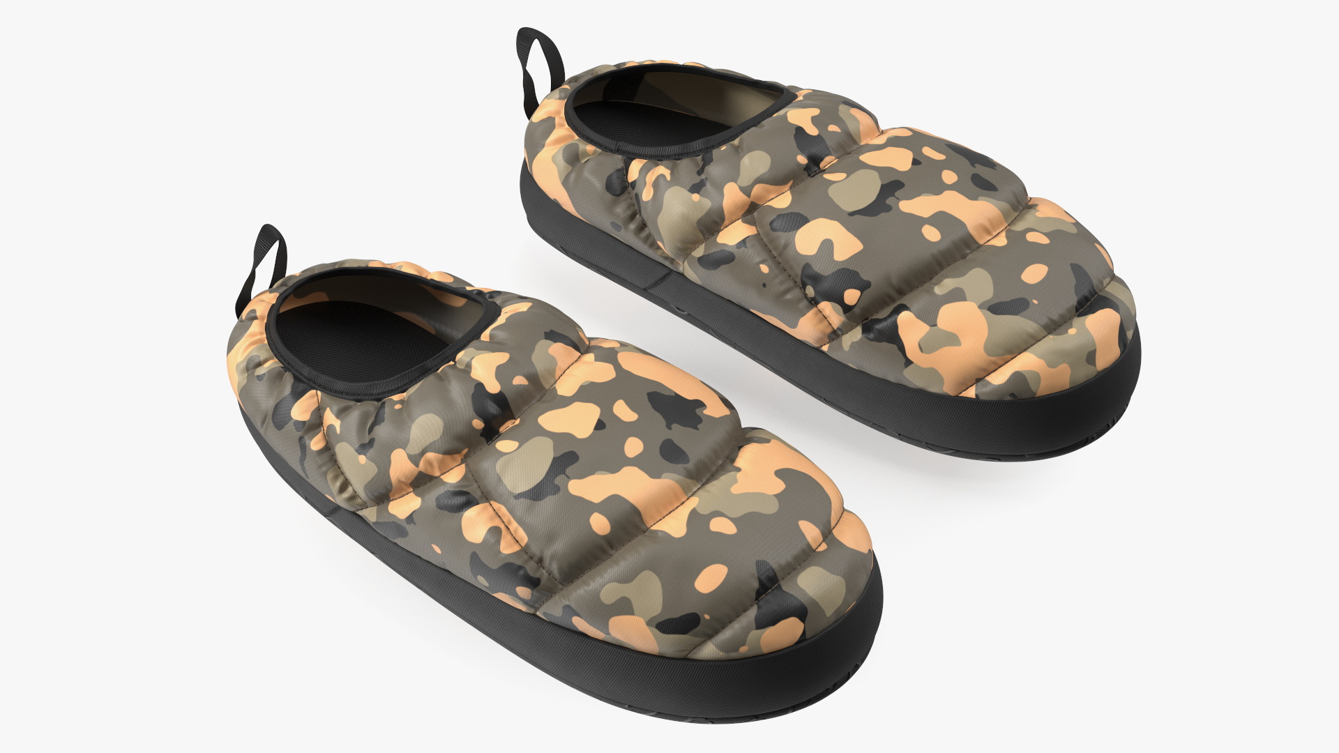 Khaki Down Slippers 3D model