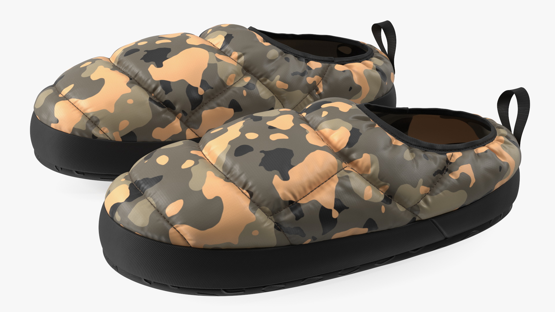 Khaki Down Slippers 3D model