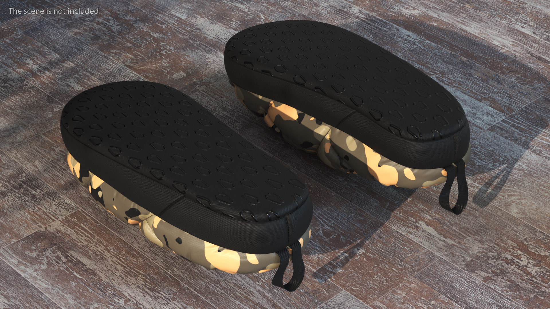 Khaki Down Slippers 3D model