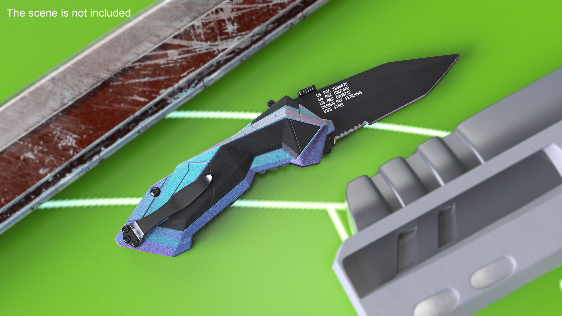 3D Futuristic Folding Knife Schrade Color model