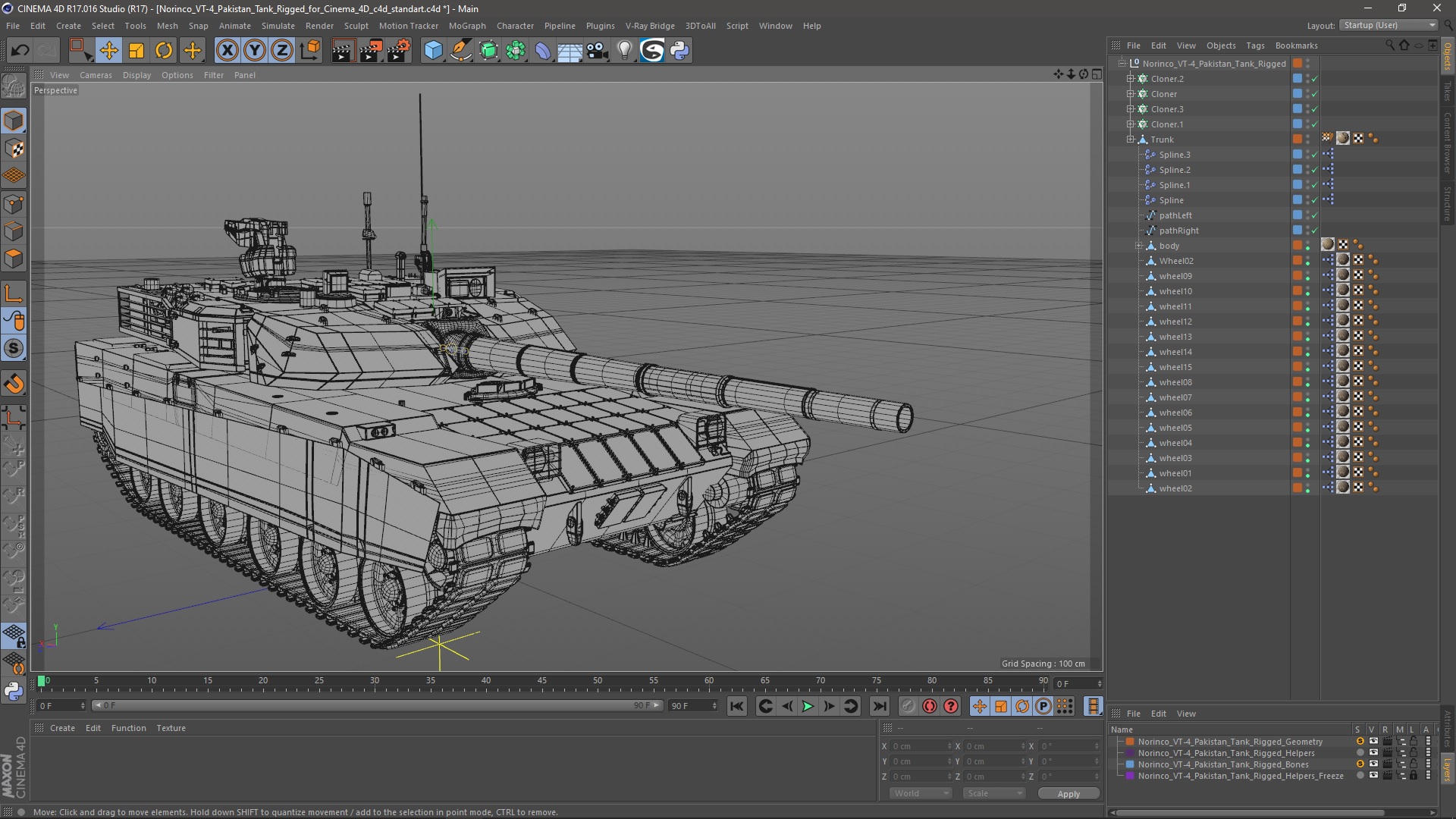 Norinco VT-4 Pakistan Tank Rigged for Cinema 4D 3D