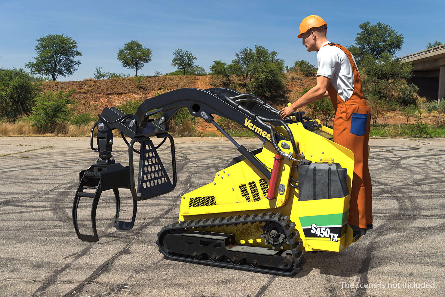 3D Vermeer Mini Skid Steer Loader Grapple Dirty Rigged