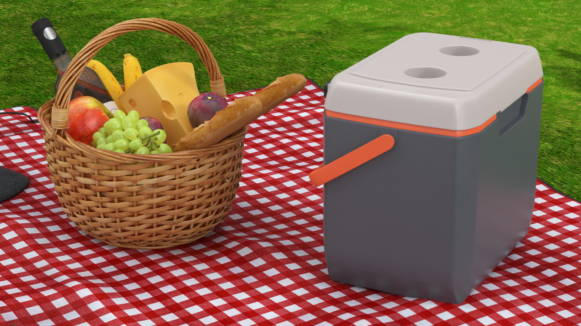 Picnic Food with Campfire Fur 3D model