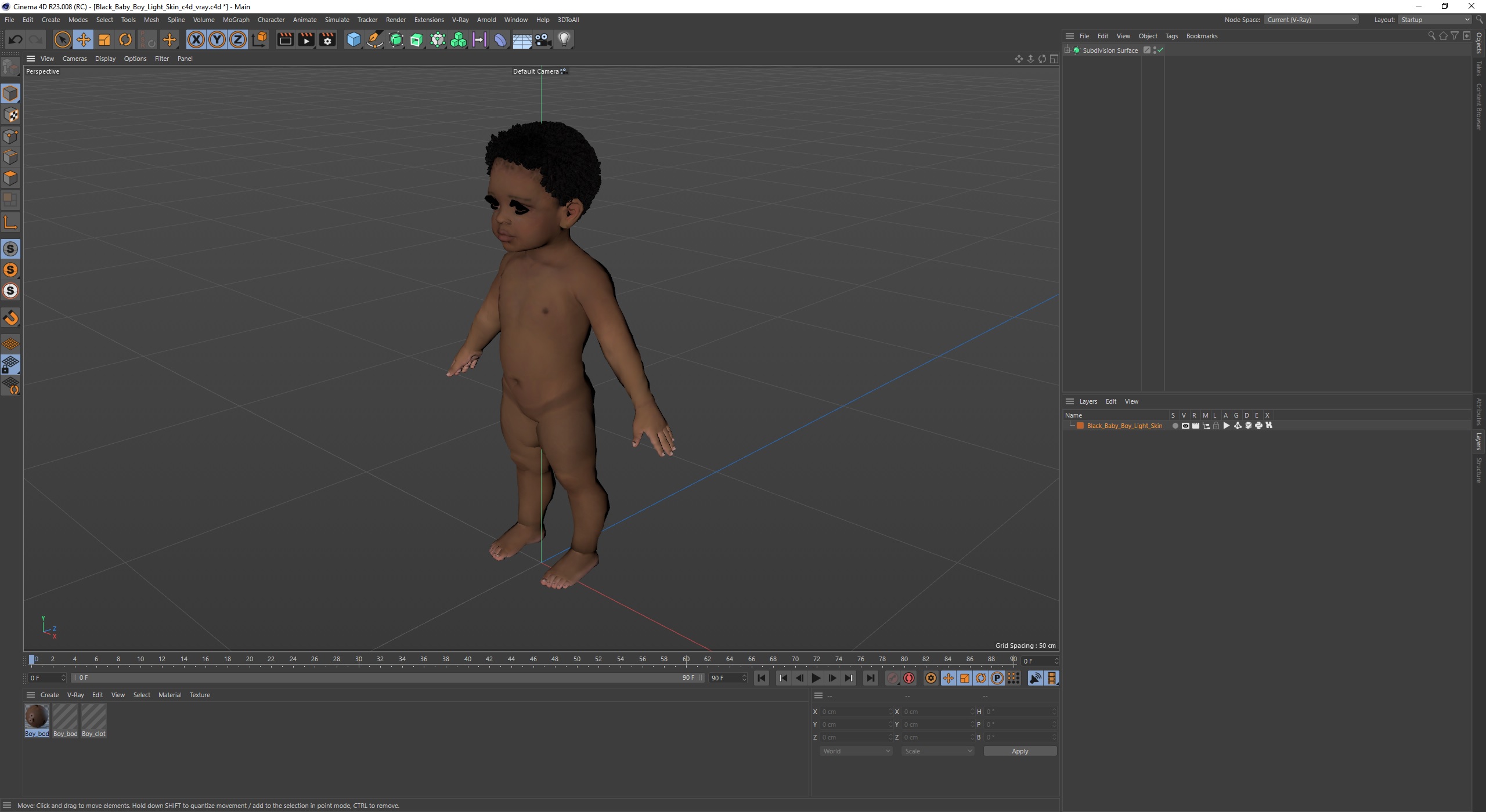 3D model Black Baby Boy Light Skin