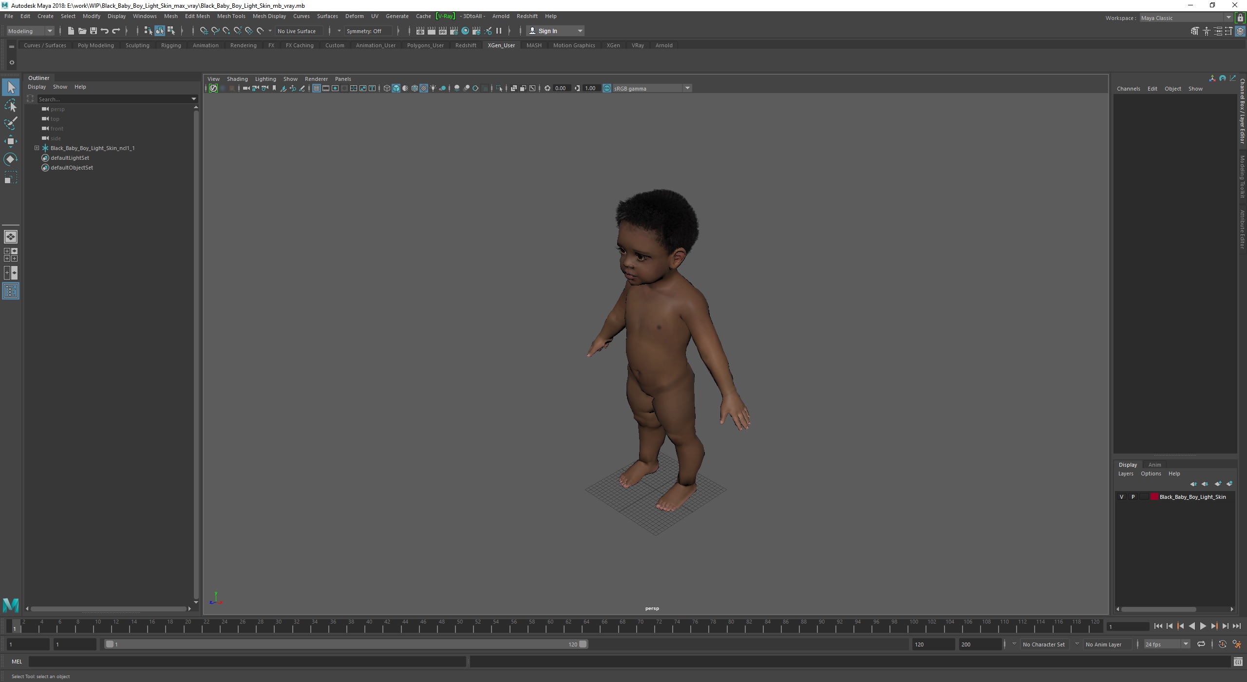 3D model Black Baby Boy Light Skin