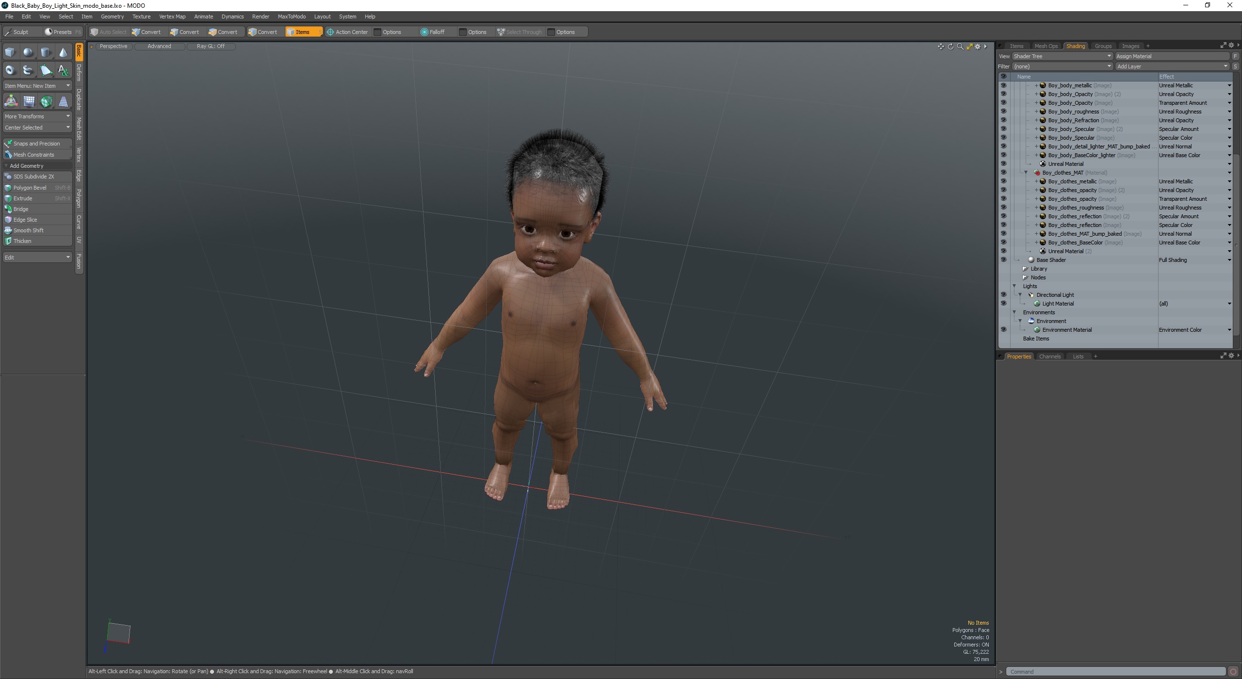 3D model Black Baby Boy Light Skin