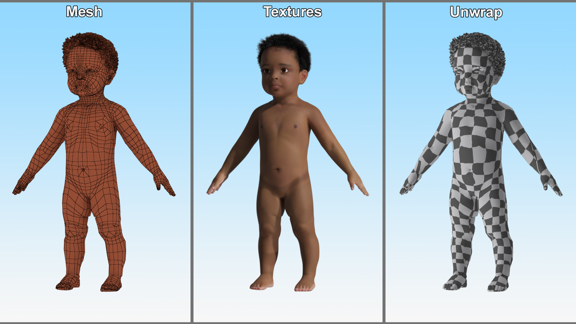 3D model Black Baby Boy Light Skin