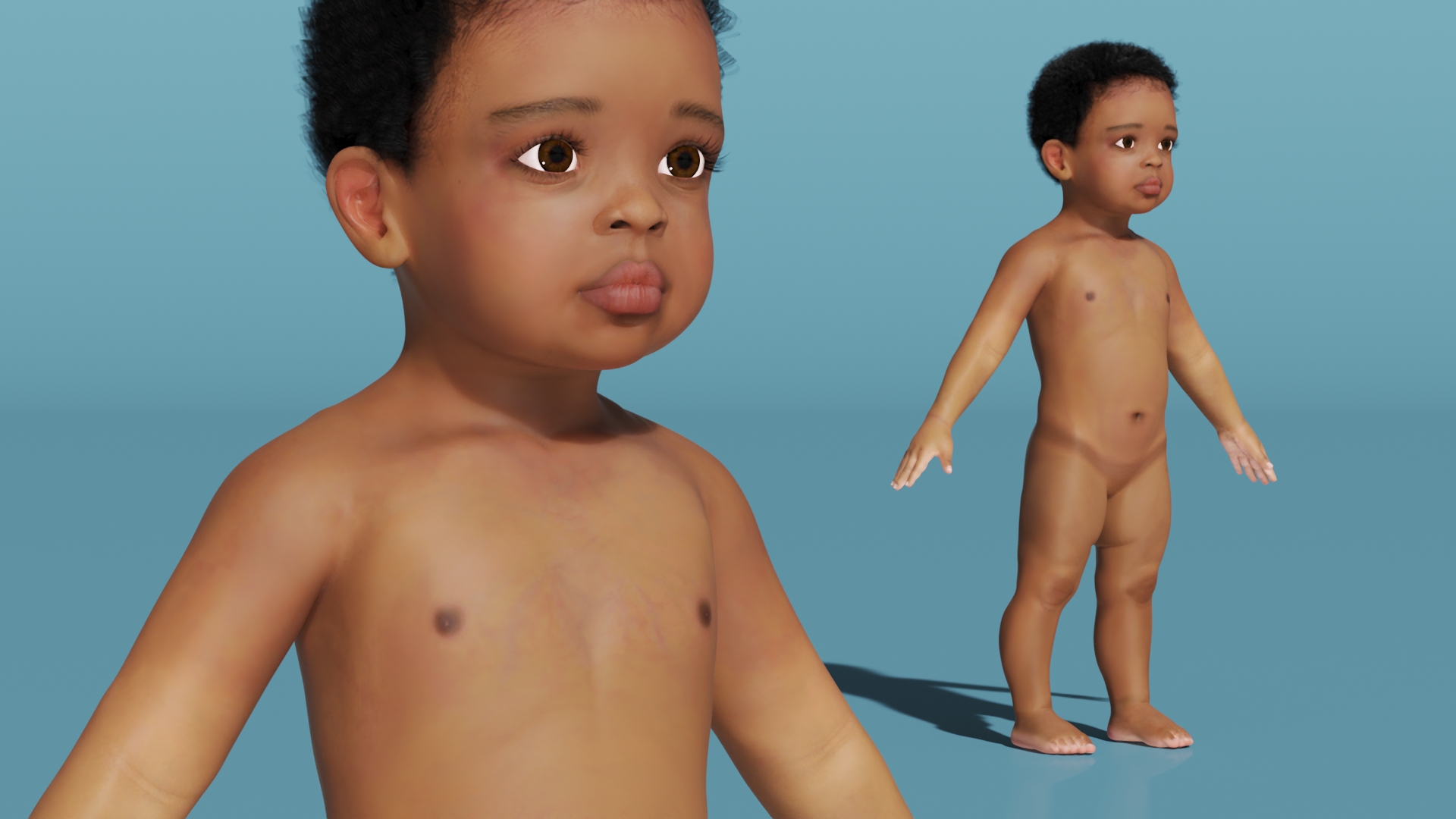 3D model Black Baby Boy Light Skin