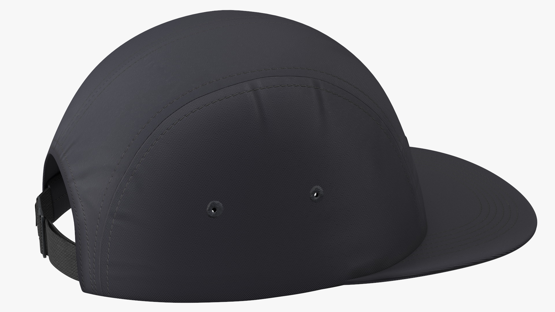 Strapback 5 Panel Cap Black 3D