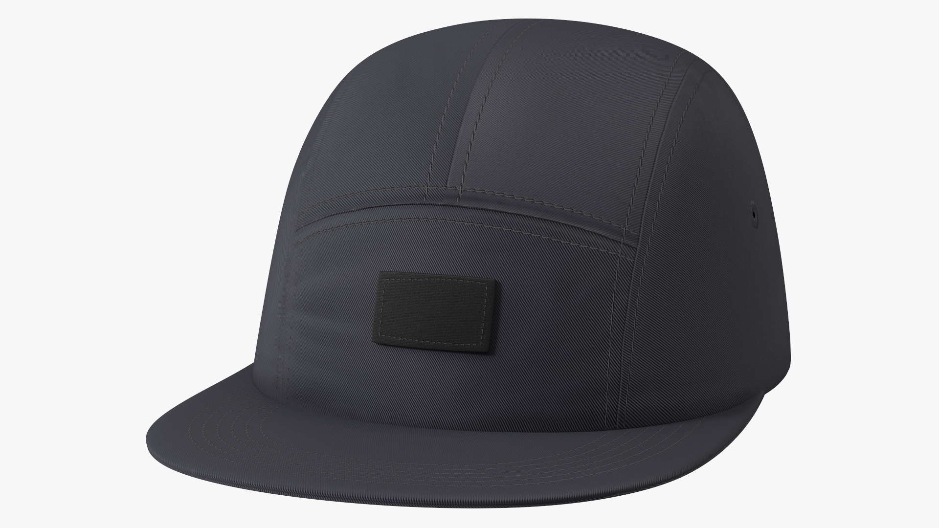 Strapback 5 Panel Cap Black 3D