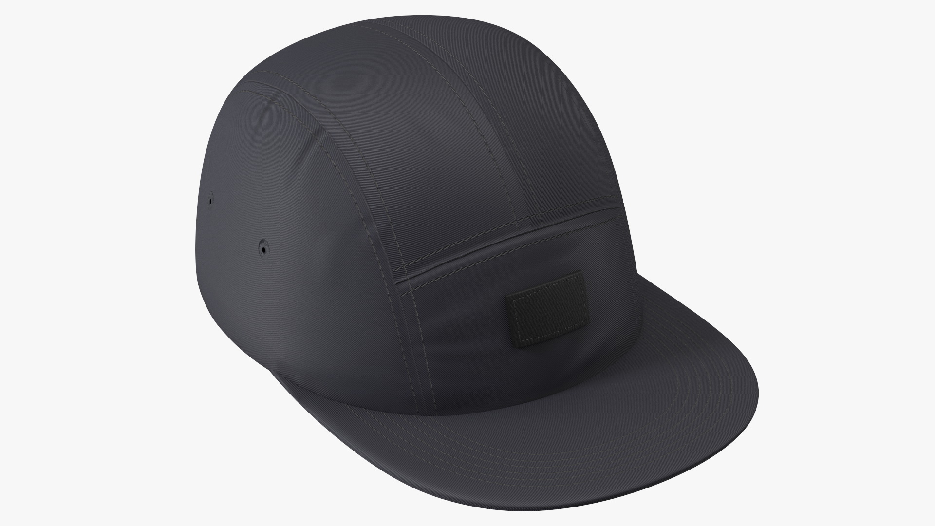 Strapback 5 Panel Cap Black 3D