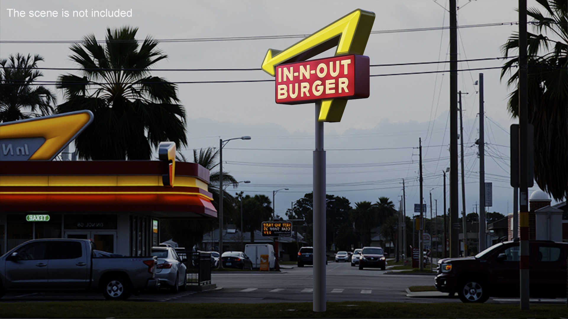 3D In N Out Burger Pole Sign Light