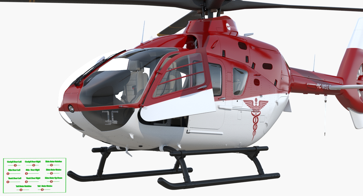 Medical Air Assistance Eurocopter EC 135 Rigged 3D