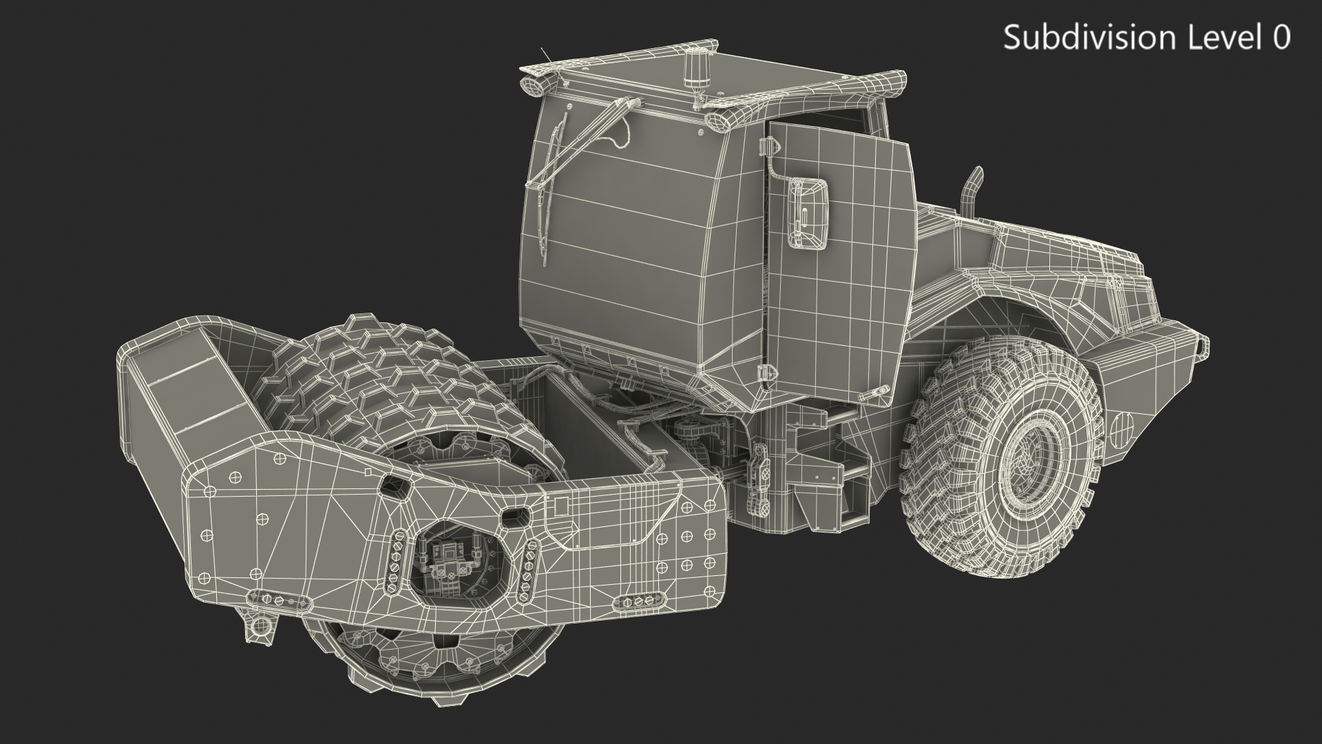 3D Single Drum Compactor Vehicle Dirty Rigged for Maya