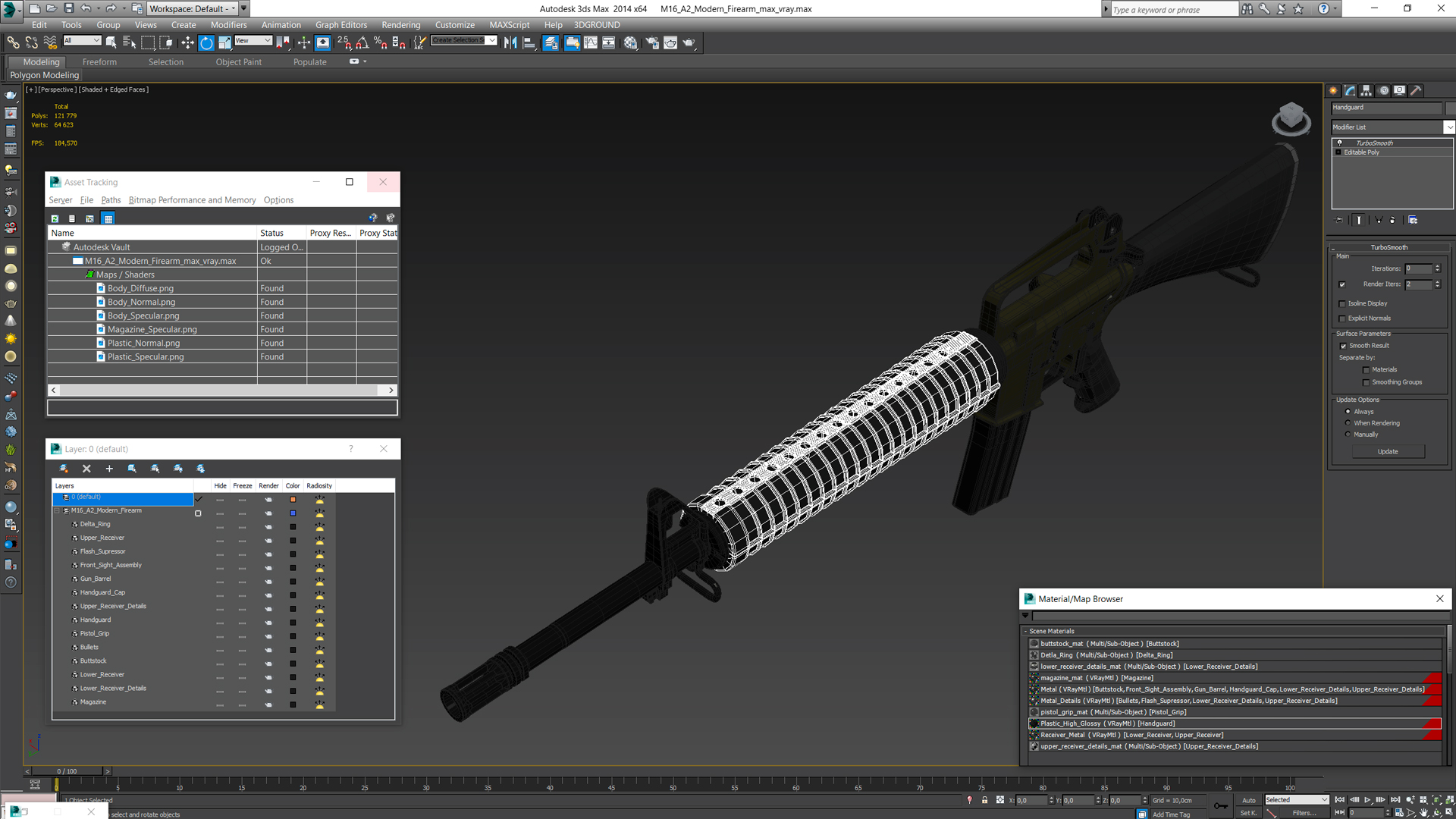 3D M16 A2 Modern Firearm