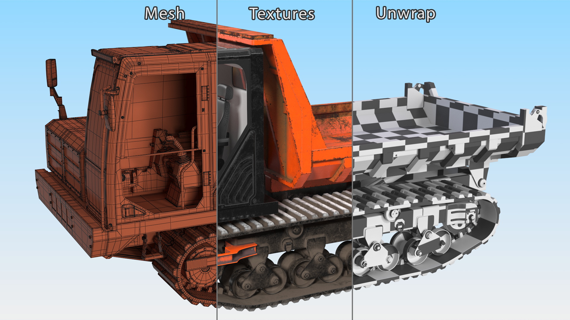 3D Small Crawler Dumper Orange Old