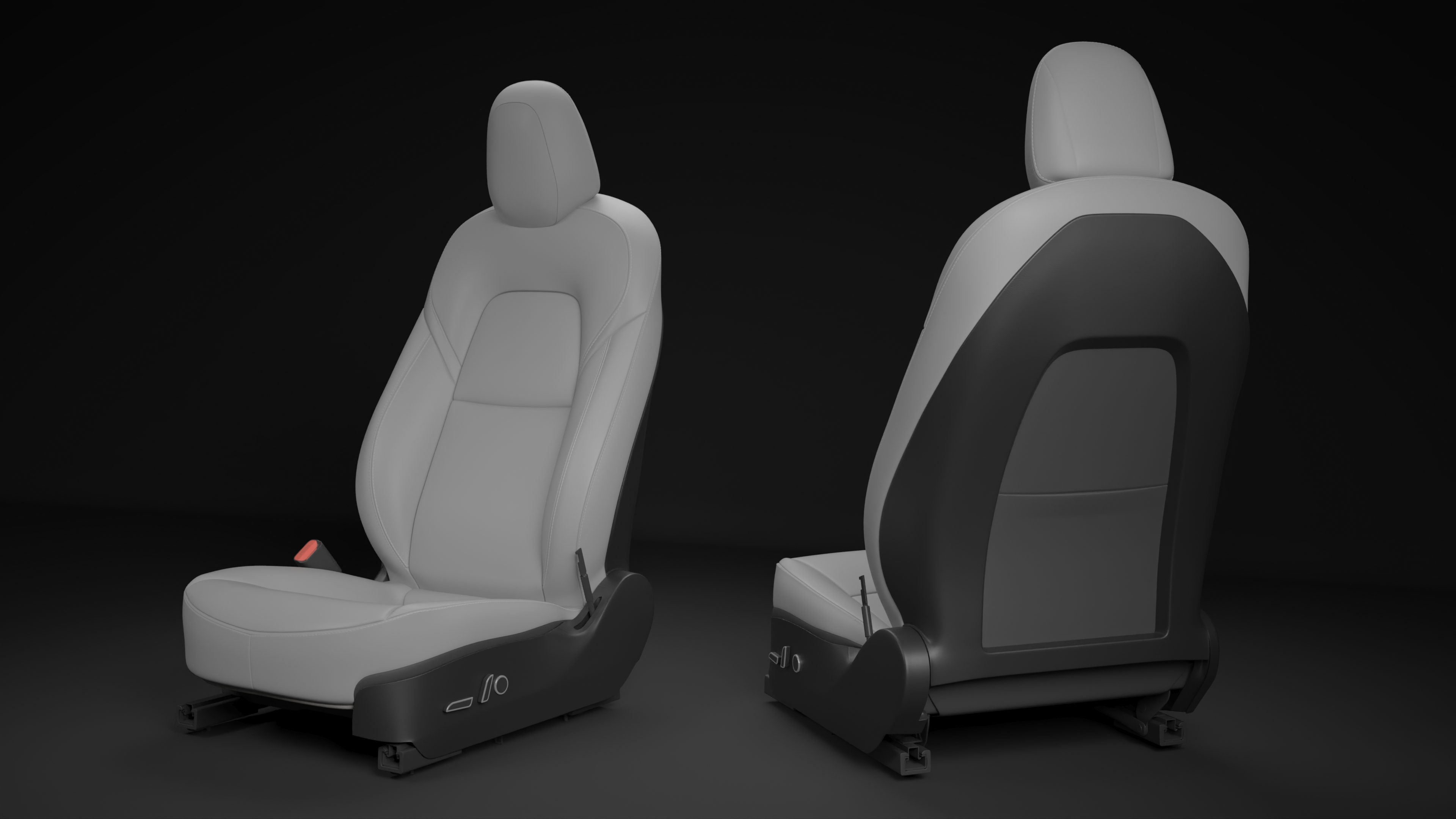 Car Front Left Seat Gray Leather 3D