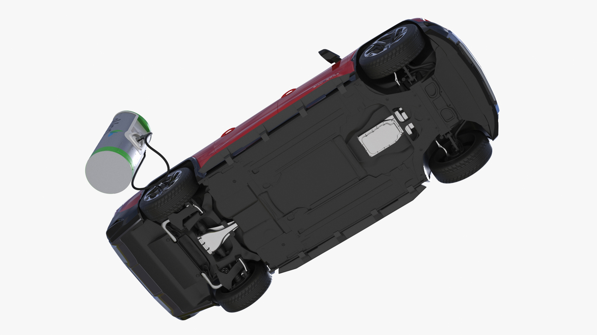 3D Red Chevrolet Silverado EV with eVgo Electric Car Charging Station