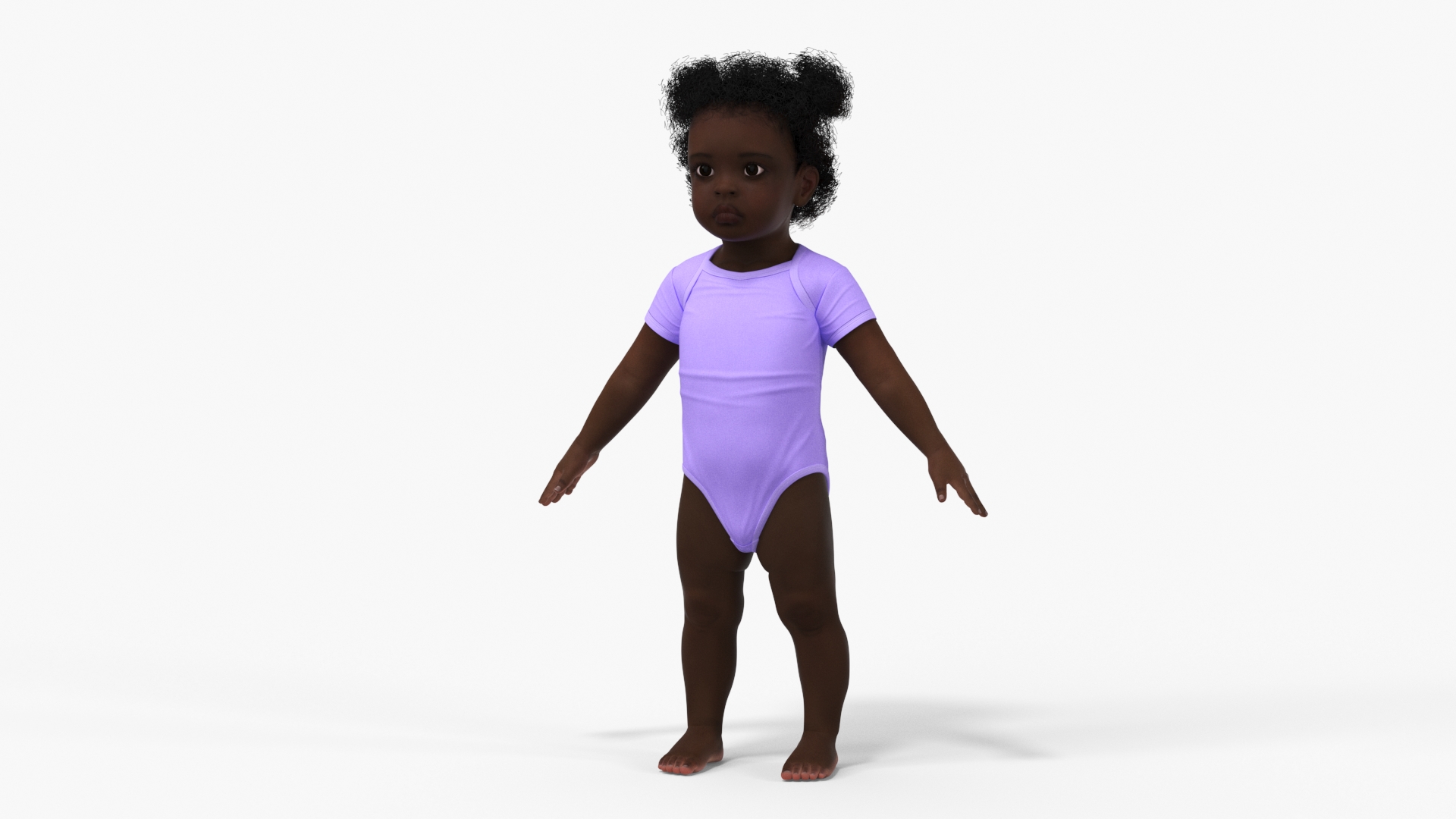 3D Baby Girl Dark Skin Wearing Bodysuit A-Pose model