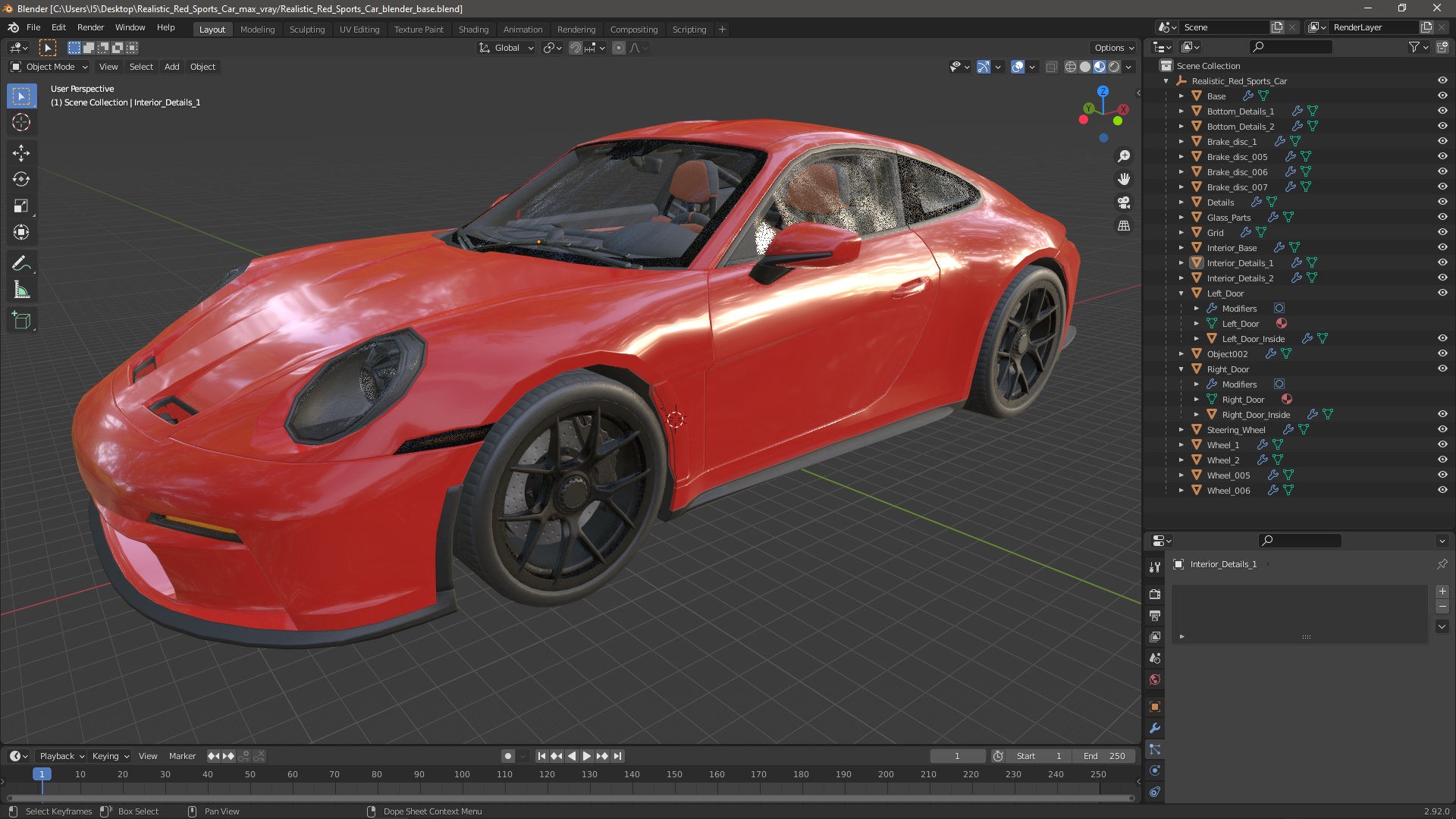 Realistic Red Sports Car 3D model