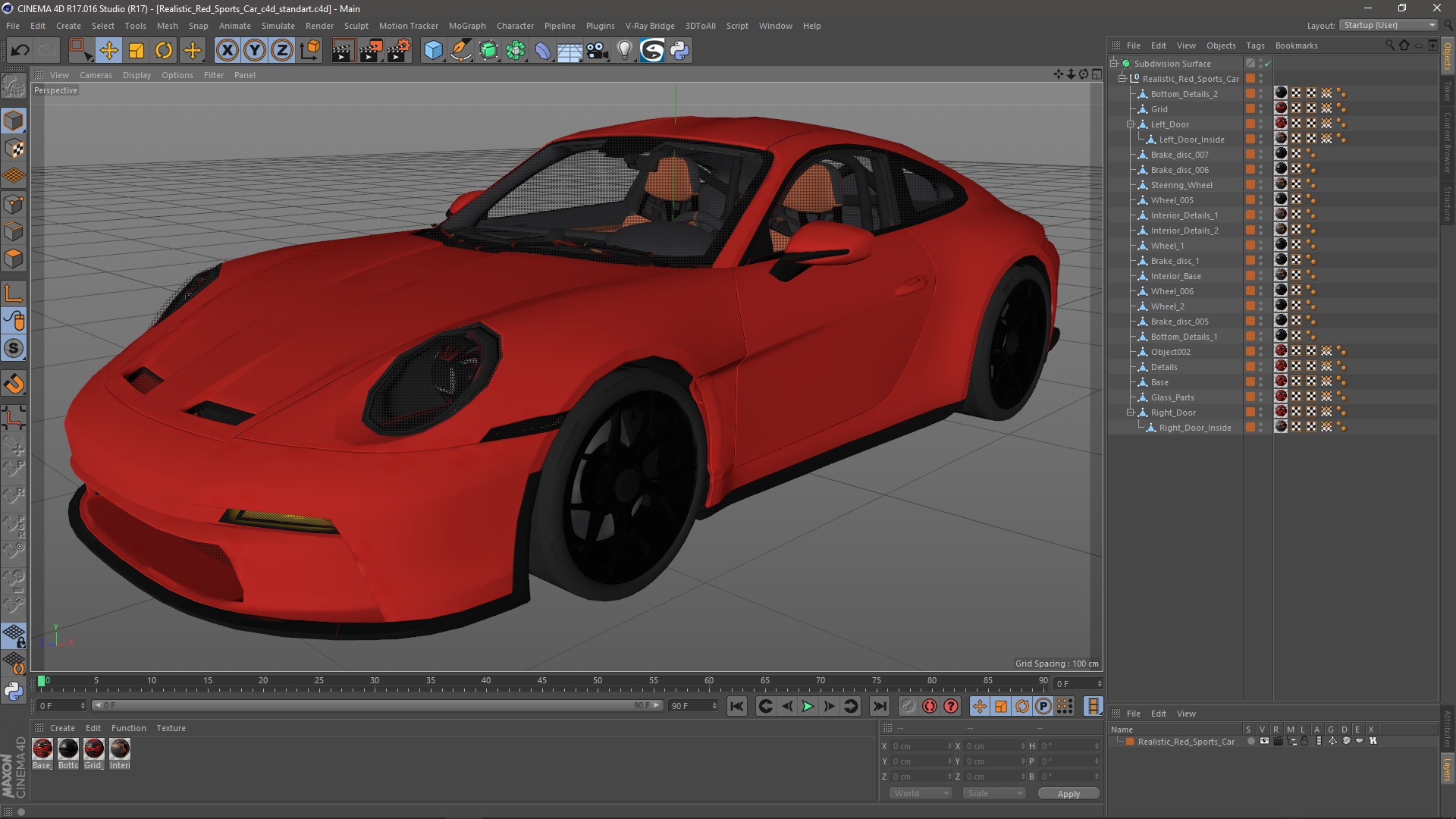 Realistic Red Sports Car 3D model