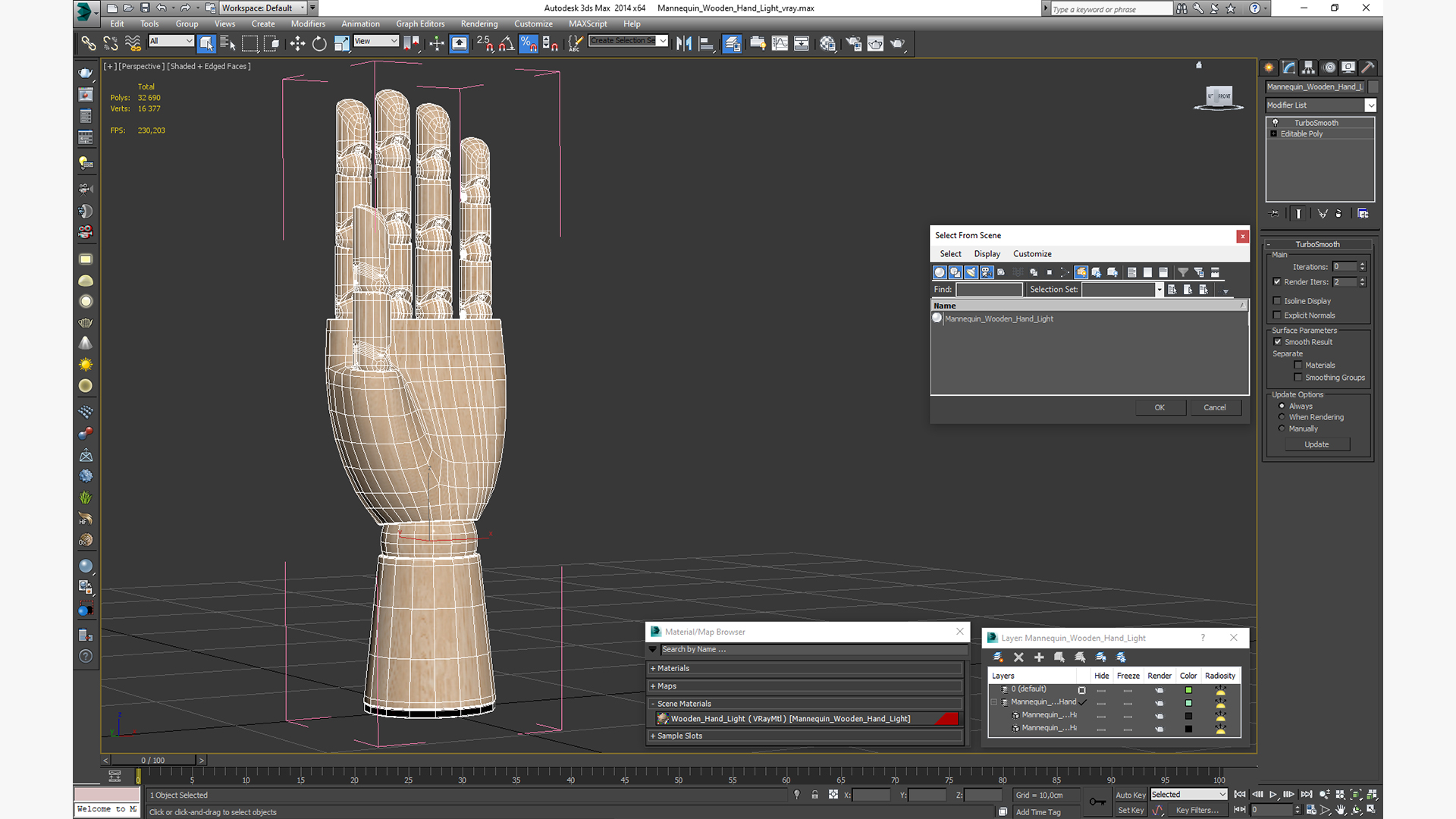 Mannequin Wooden Hand Light 3D