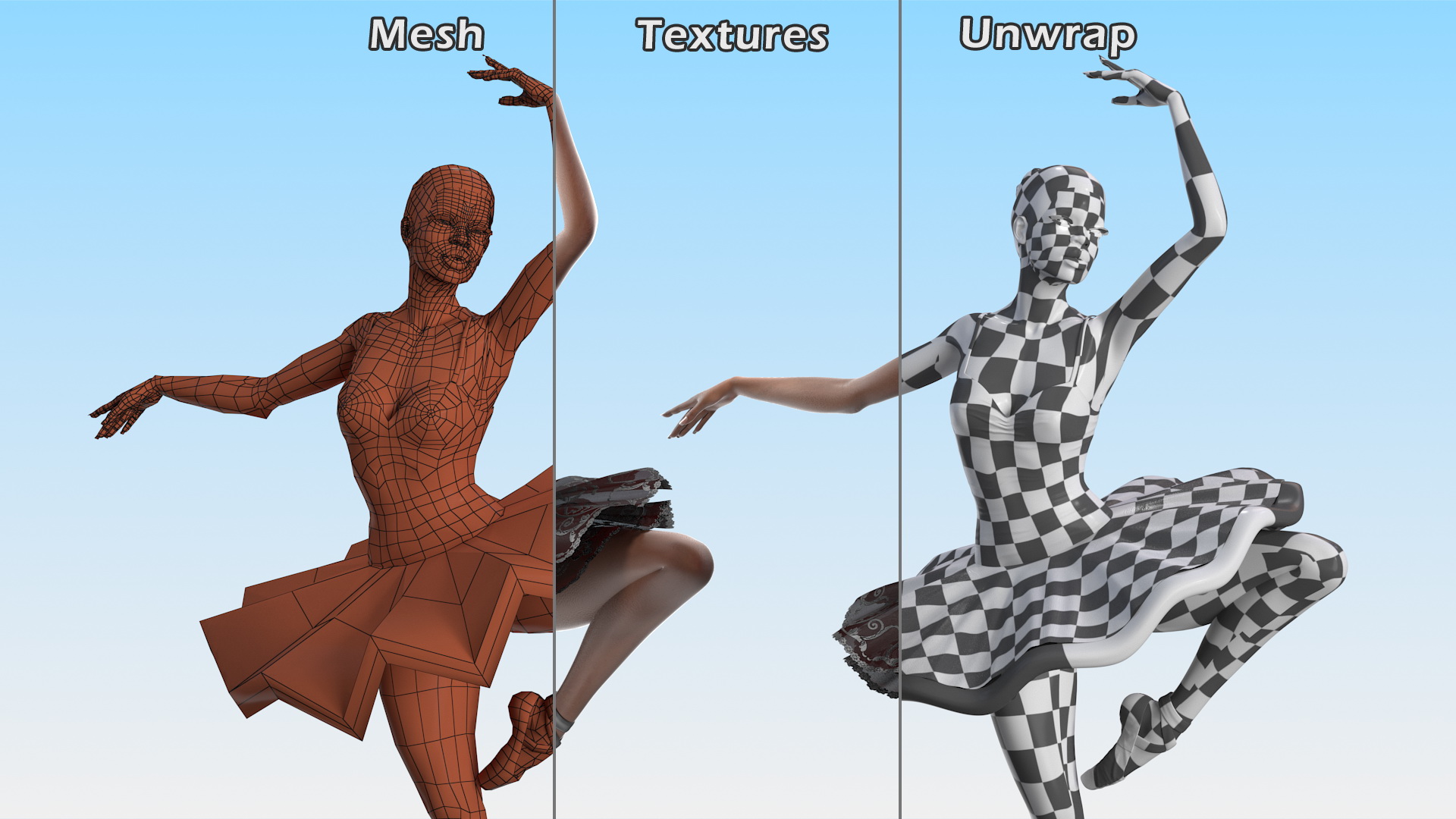 3D Dark Skinned Black Ballerina Dancing Pose