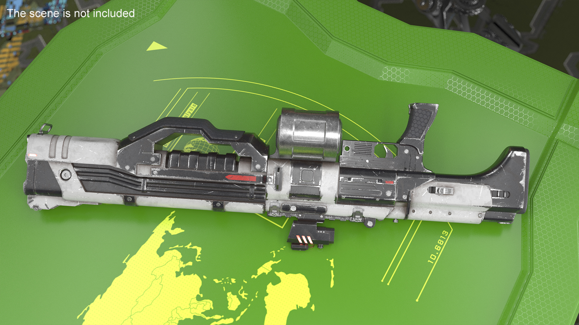 3D Used Sci Fi Machine Gun model