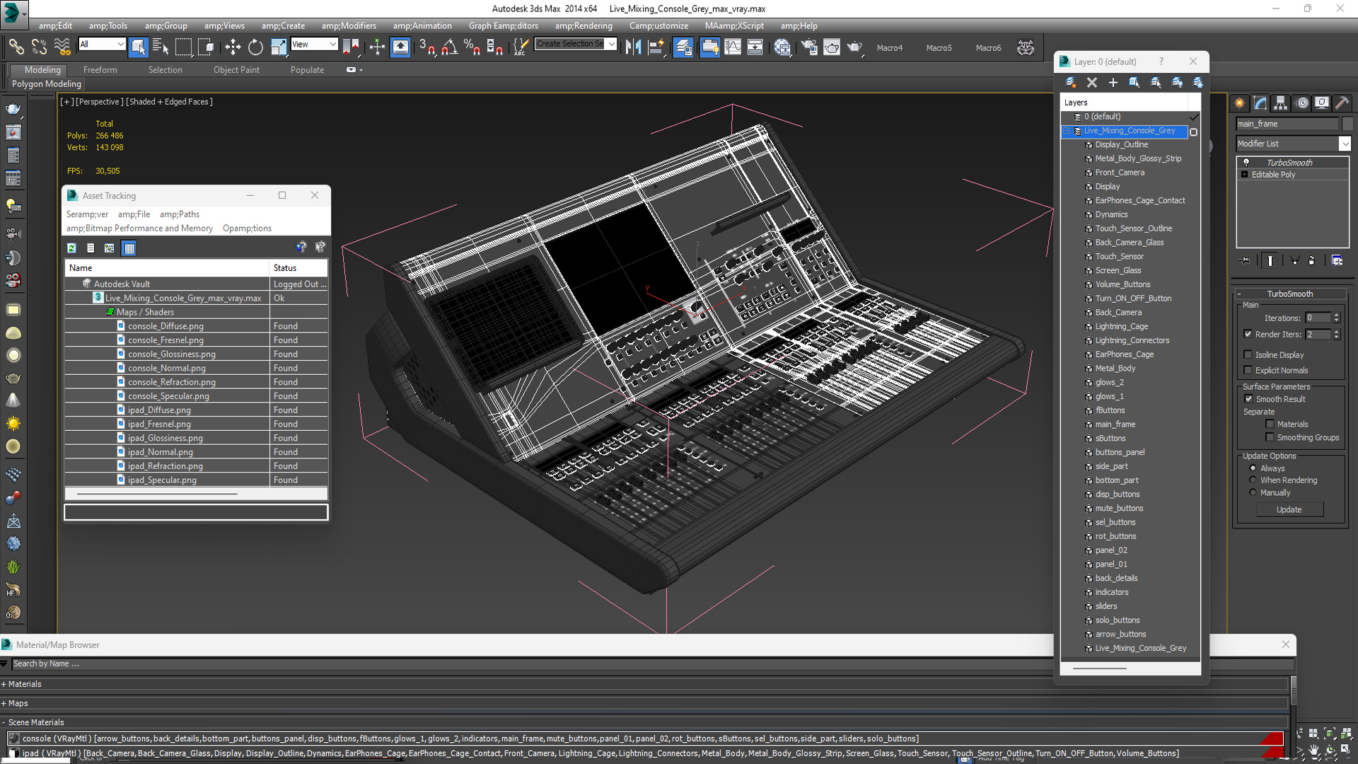 Live Mixing Console Grey 3D model