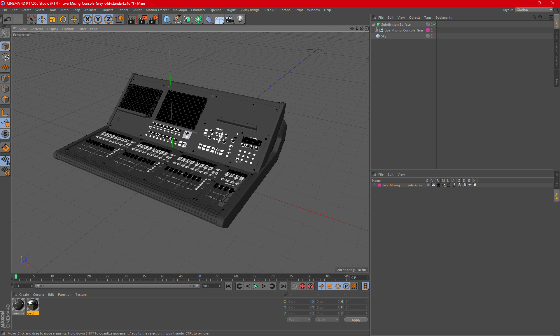 Live Mixing Console Grey 3D model