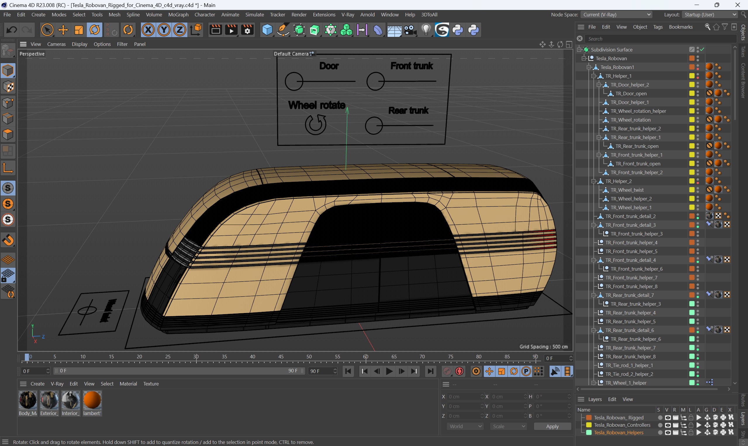 Tesla Robovan Rigged for Cinema 4D 3D model