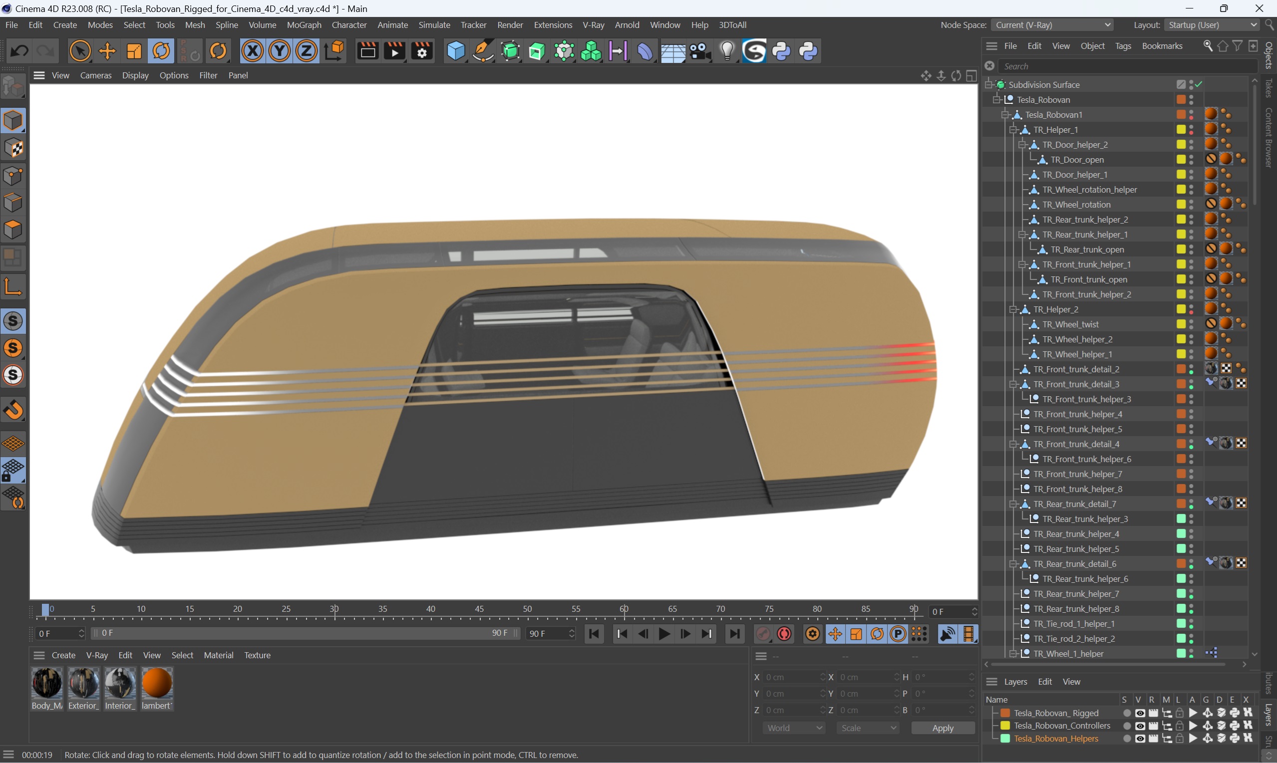 Tesla Robovan Rigged for Cinema 4D 3D model