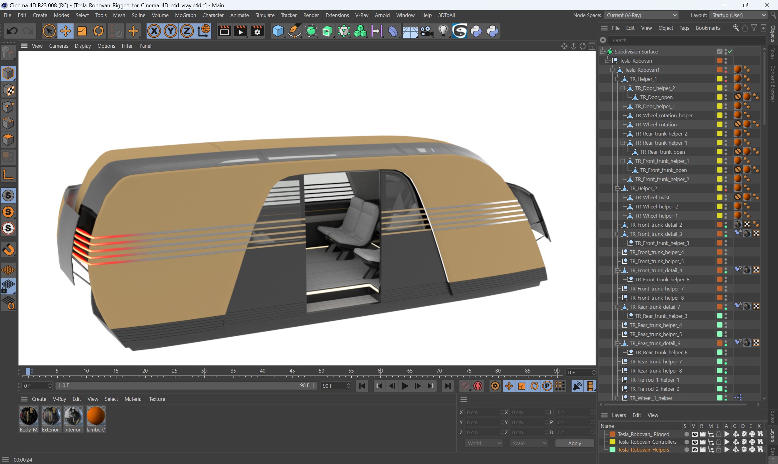 Tesla Robovan Rigged for Cinema 4D 3D model
