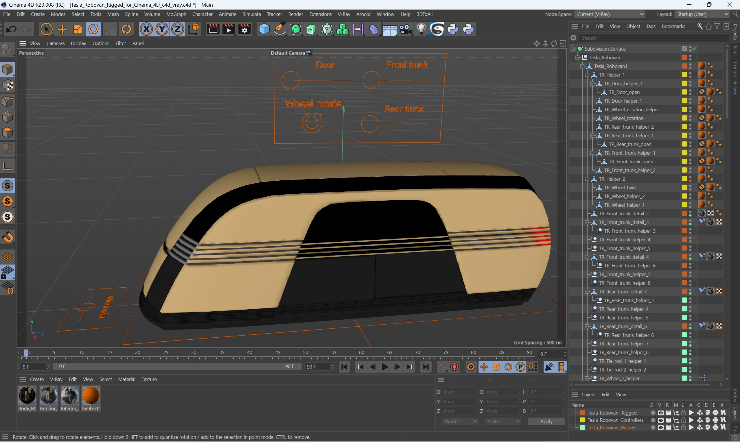 Tesla Robovan Rigged for Cinema 4D 3D model