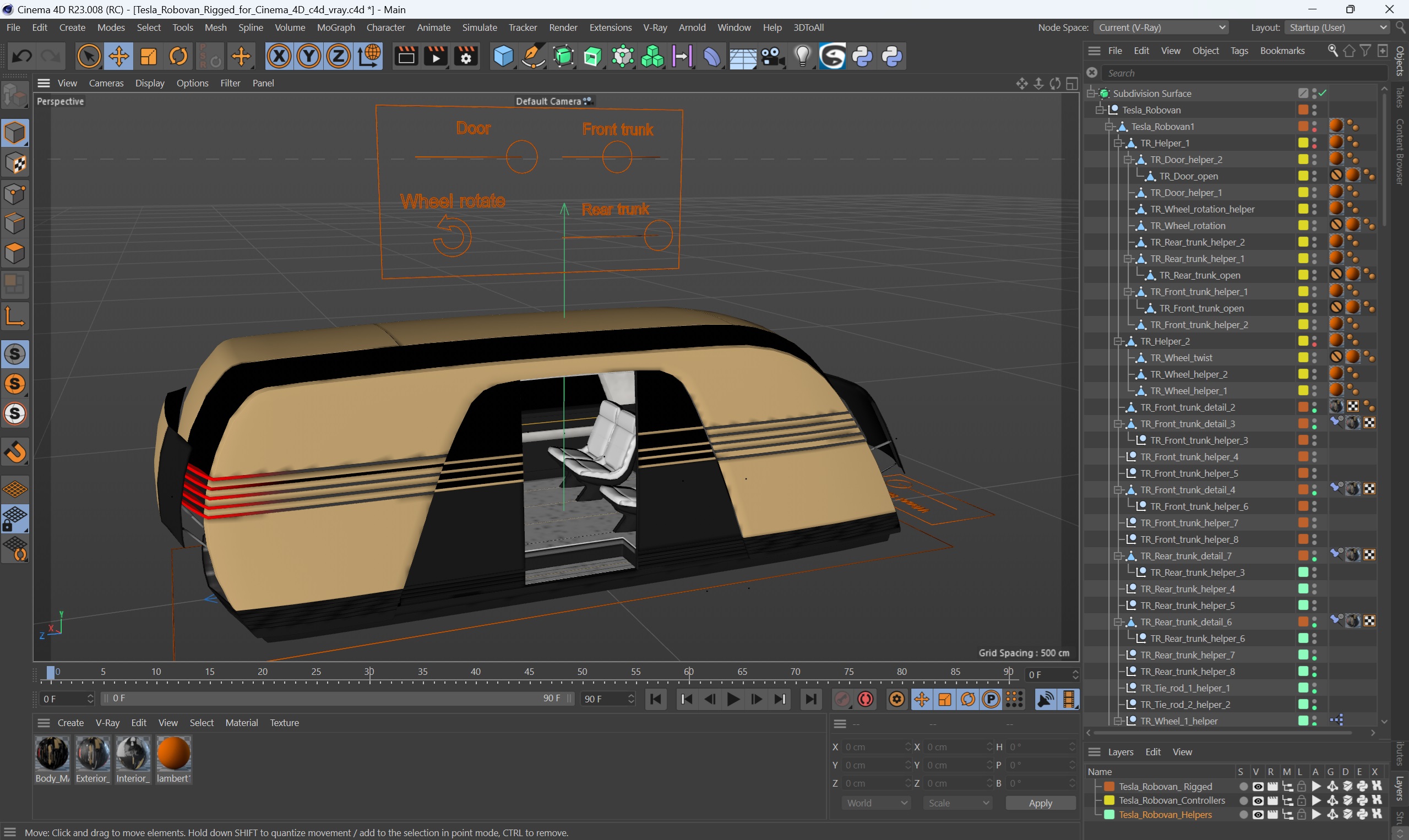 Tesla Robovan Rigged for Cinema 4D 3D model