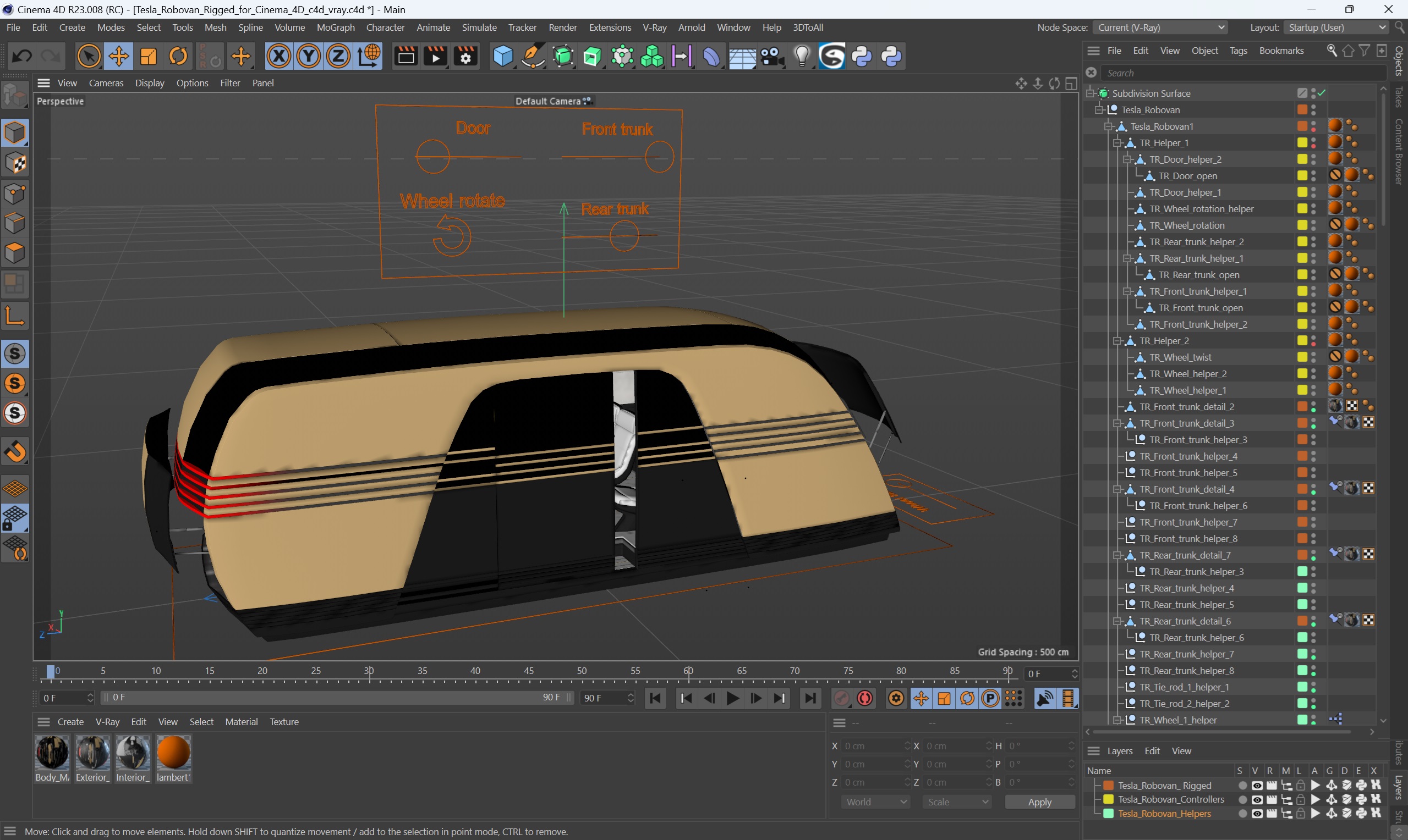 Tesla Robovan Rigged for Cinema 4D 3D model