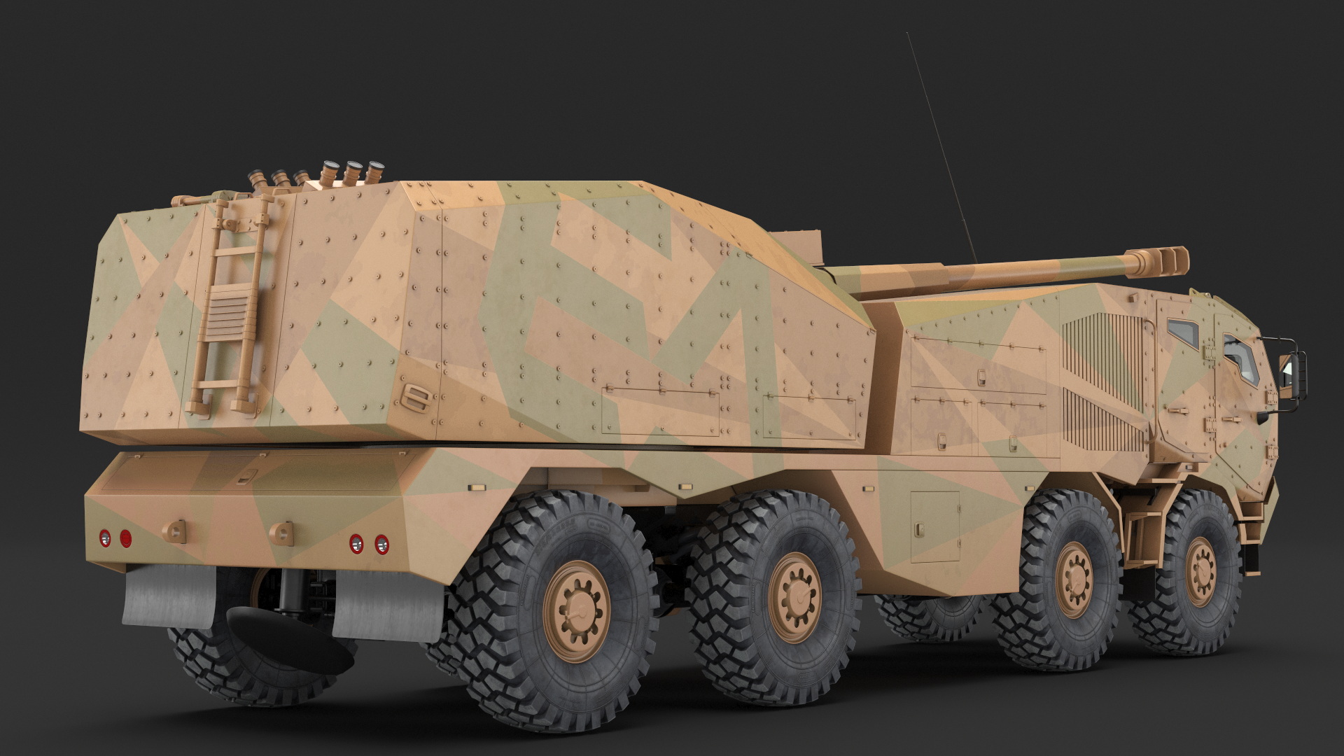 3D model Wheeled Armored Howitzer in Desert Camouflage