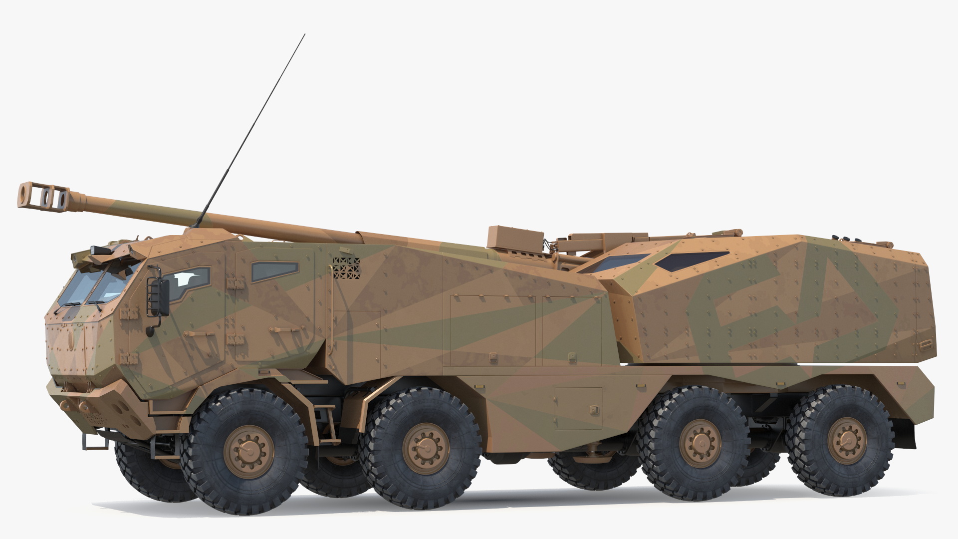 3D model Wheeled Armored Howitzer in Desert Camouflage