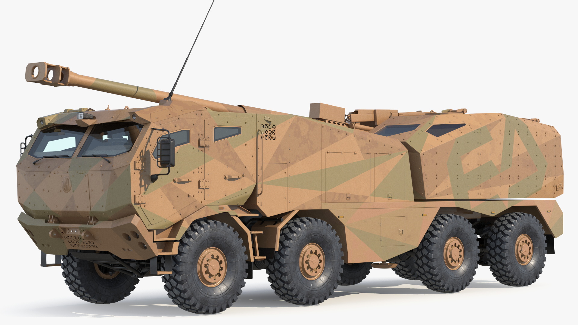 3D model Wheeled Armored Howitzer in Desert Camouflage